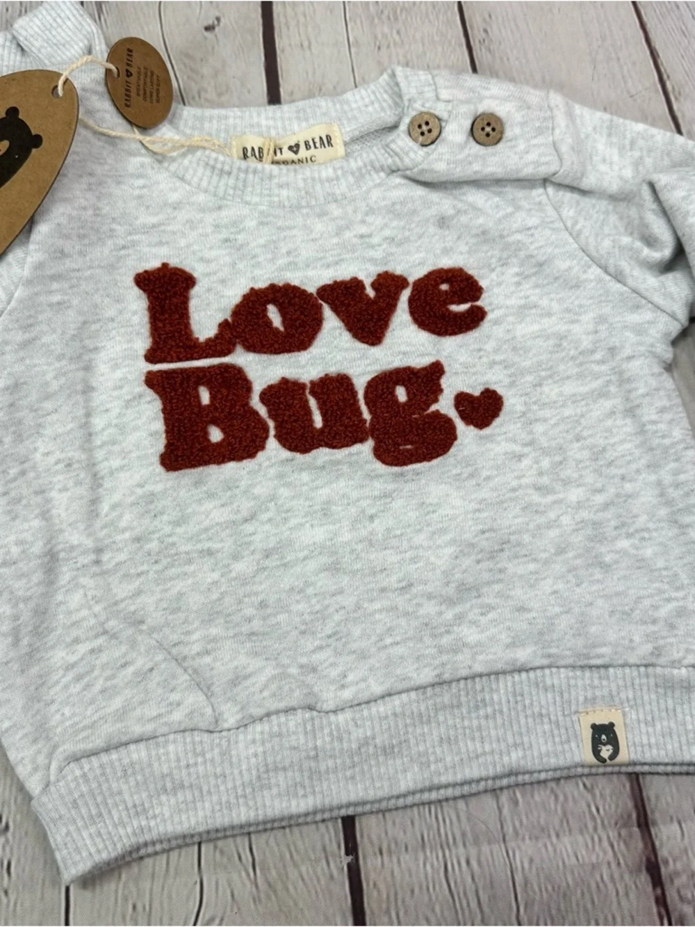 NWT rabbit + bear Love Bug 2pc Set sweatshirt joggers infant activewear